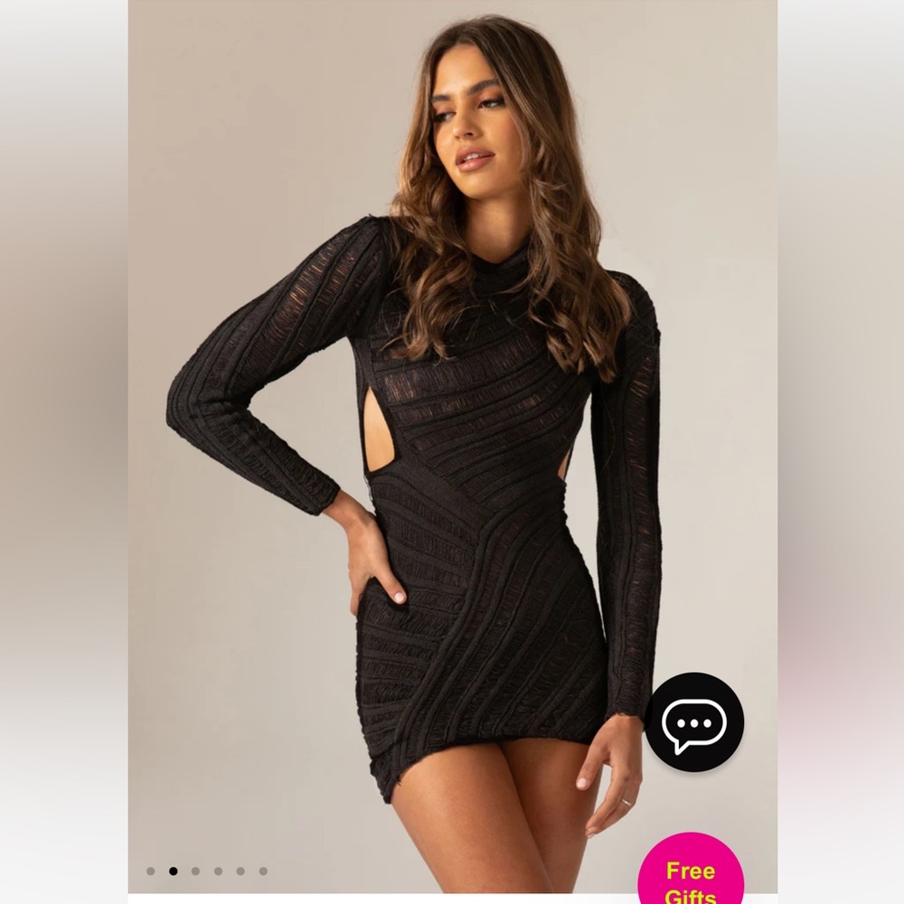 Peppermayo Angel Wing Dress - ladder knit mini dress with side cutouts